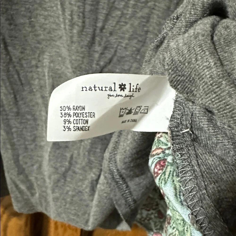 NATURAL LIFE Teal Floral Cap-Sleeve Blouse with Pink & Purple Accents - Picture 8 of 10